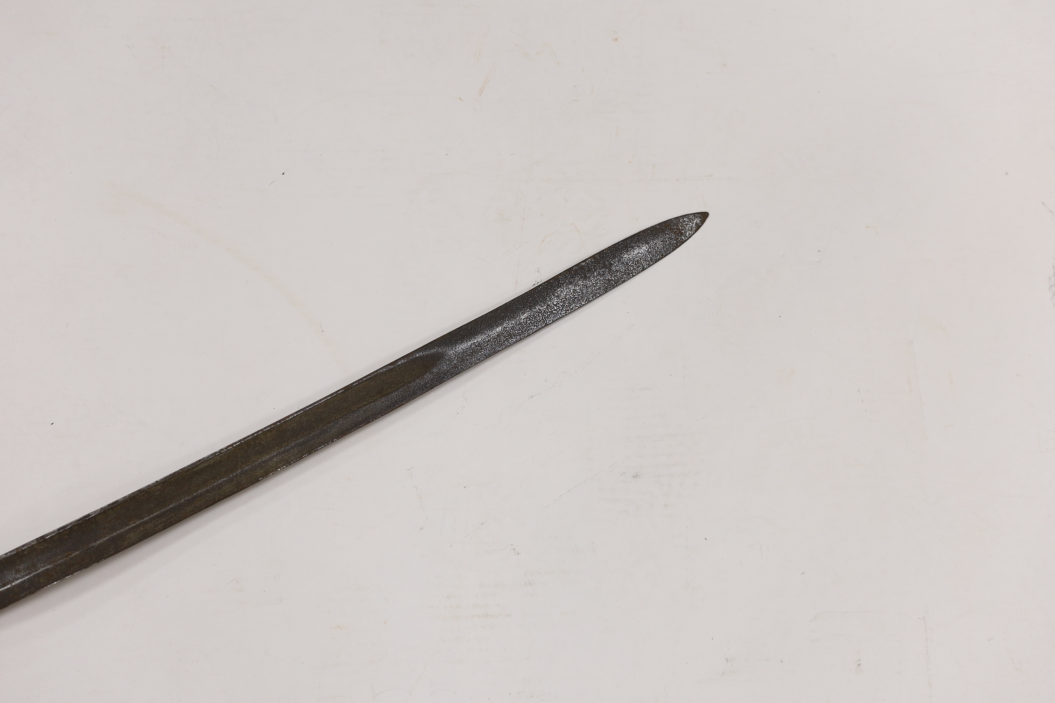 A German military sword with fullered blade and fish skin grip, blade 77cm